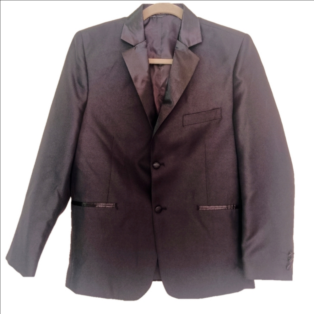 Tazio Tuxedo Jacket Women's Jet Black‎ Size 14 Shiney Silk Lined Collar